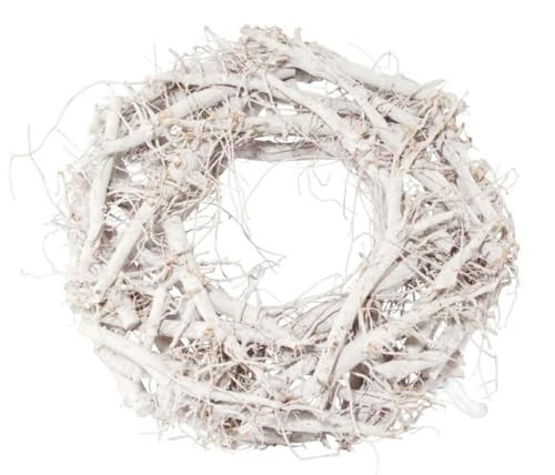 Decpero Großer Holzkranz I Ø 40 cm I Weiss gekalkt I Dekokranz I Äste
