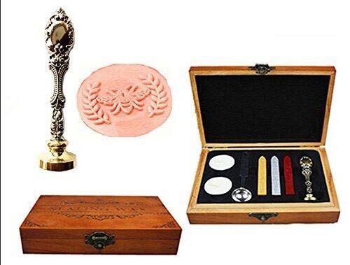Boîte en bois d'olivier artisanale avec couronne en bronze pour vos sceaux de cire