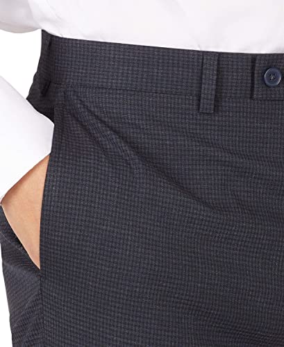 Calvin Klein Mens Slim-Fit Mini-Check Dress Pants 36W X 34L Navy #TOP3
