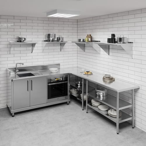 Image of AmGood 18 in. x 30 in. Stainless Steel Wall Shelf | NSF | Metal Shelving | Garage, Laundry, Storage, Utility Room | Restaurant, Commercial Kitchen