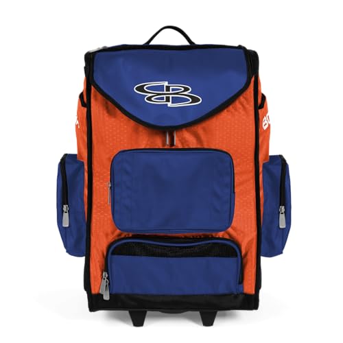 Boombah Ultrapack Hybrid Rolling Bat Bag - Wheeled & Backpack Version - Orange/Royal Blue