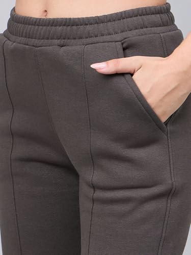 Image of 98 Degree North Women Flared Fleece Track Pants-GL1315-ALMOND