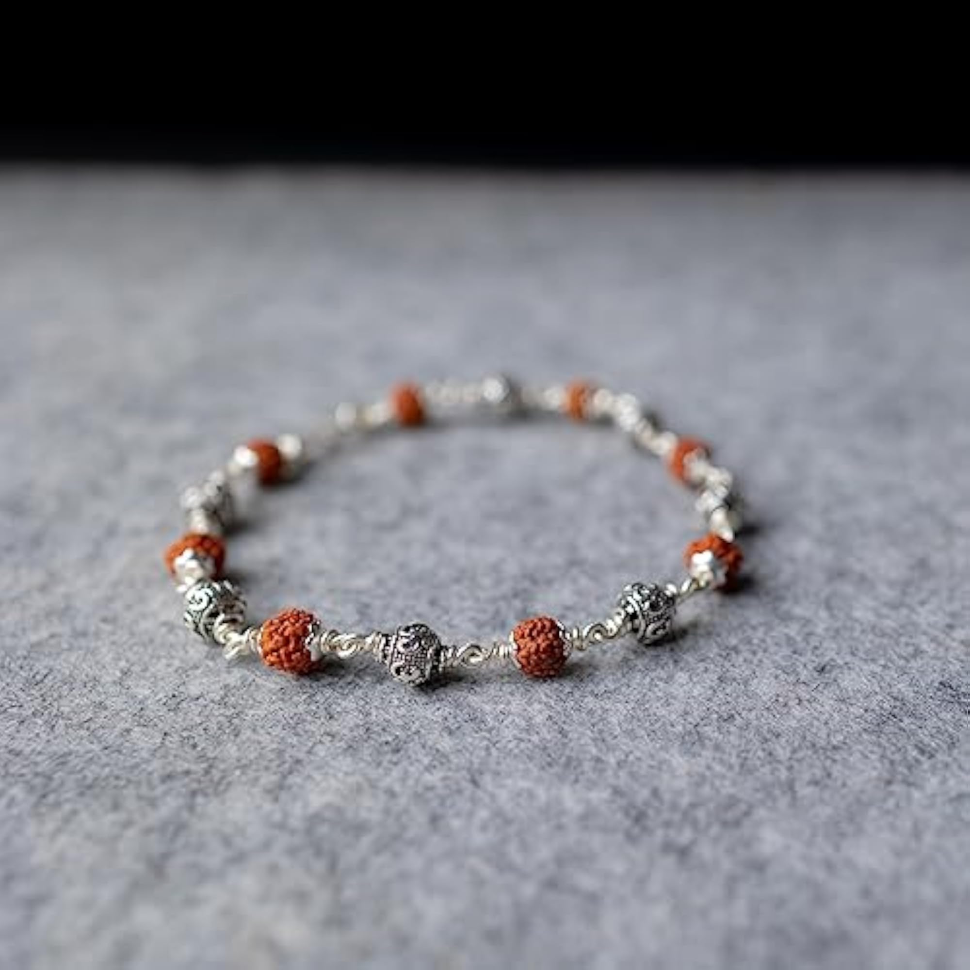 Pure Silver Rudraksha Rakhi for Brother, 925 Silver