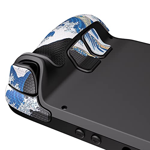 Image of PlayVital Professional Textured Soft Rubber Pads Handle Grips for Steam Deck LCD & OLED, Trackpads Skin Grip Enhancement Back Button Protective Stickers Set with Thumb Grip Caps - The Great Wave