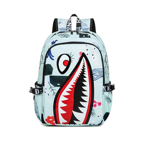 FANDARE Mochila escolar ligera ergonómica 0,3kg Diseño Tiburón Mochila de colegio Niños Niña Cartera para Infantil Mochilas Bolsas Escolares para estudiantes Mochilas Tipo Casual