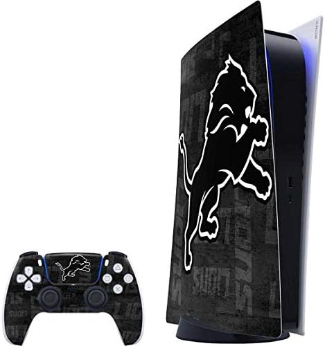Skinit Decal Gaming Skin Compatible with PS5 Digital Edition Bundle - Officially Licensed NFL Detroit Lions Black & White Design