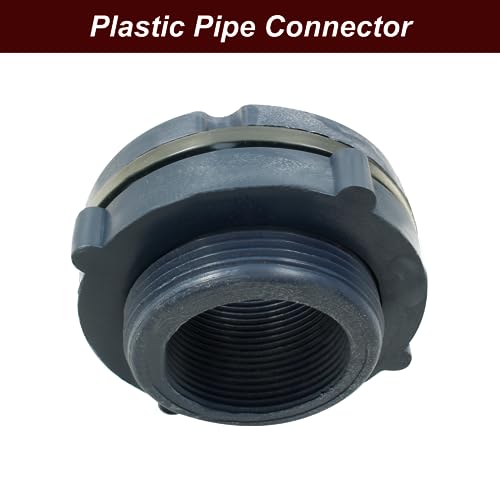 Image of 1pc NPT1 1 /2 PVC Bulkhead Fitting, 1 1 /2 Inch Plastic Water Tank Connector Threaded Thru-Bulk Pipe Fittings for Rain Barrels, Aquariums, Bucket Hose Adapter, Ponds, Pools