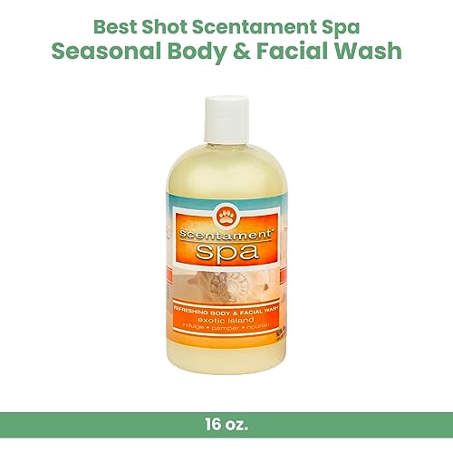 Image of Best Shot Scentament Spa Seasonal Body and Facial Wash, Tearless Shampoo, Hypoallergenic Body Wash, Removes Tear Stains, Exotic Island, 16 oz (Pack of 2)