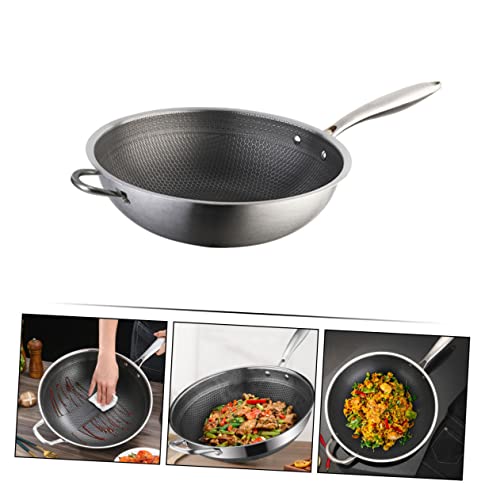 Wok de acero inoxidable con superficie antiadherente de panal y doble mango miniatura 7