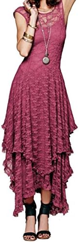 R.Vivimos Womens Lace Long Dress with Slip Two Pieces