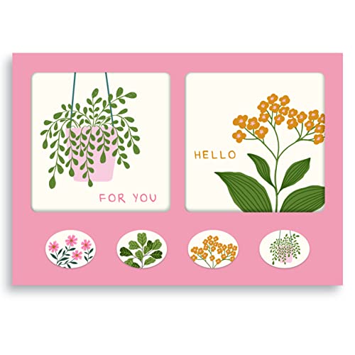 Image of Studio Oh! Assorted Mini Note Card Sets with Stickers, 12 Blank Cards, Stickers & Small Envelopes, Greeting Notecards for Birthday, Thank You Notes, 260 GSM Textured Paper Weight, Floral Notes