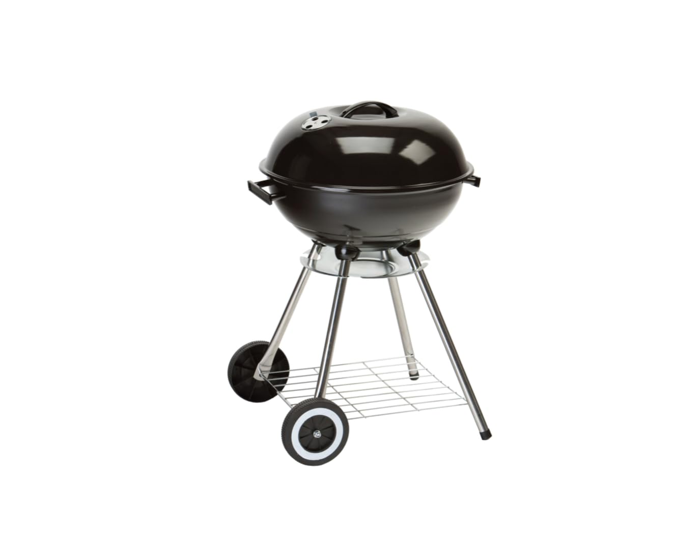 Barbecue Carbone Rotondo Sfera con Coperchio Portatile BBQ Ruote e Maniglie in Bachelite 1 Ripiano Griglia Acciaio 42cm Carbonella Campeggio Picnic Giardino Misure 47x44x70cm