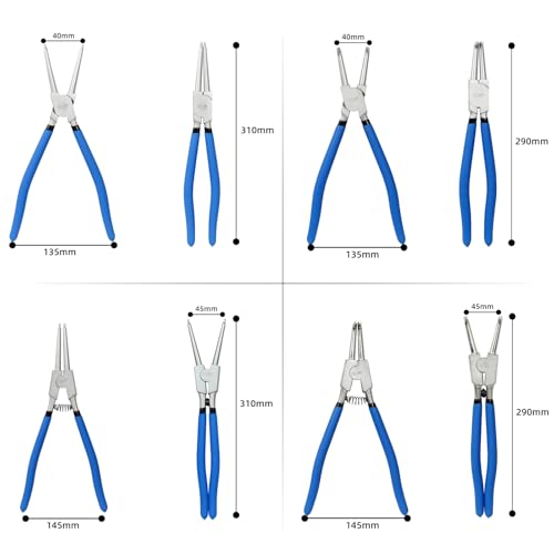 Juego de alicates para anillos de 300 mm y 4 piezas para reparación de coche 3