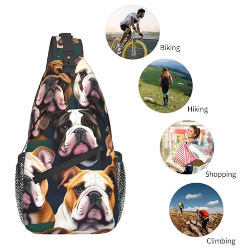 Mochila bandolera con diseño Bulldog inglés para trekking miniatura 6