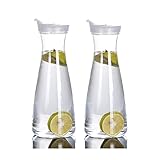 PARTSQUEEN 2 Pack Acrylic Water Carafe with Flip Top Lid, Food Grade & Recyclable Shatterproof Pitcher - for Water, Iced Tea, Juice, Lemonade, Milk, Cold Brew, Mimosa Bar
