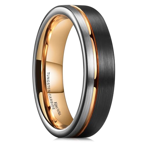 King Will Duo 8mm Brown Brushed Tungsten Carbide Wedding Band Ring Thi