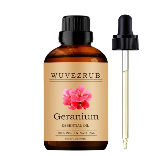 Wuvezrub Geranium Essential Oils 60ML Pure Geranium Essential Oil for Aromatherapy Diffuser - 2 Fl Oz