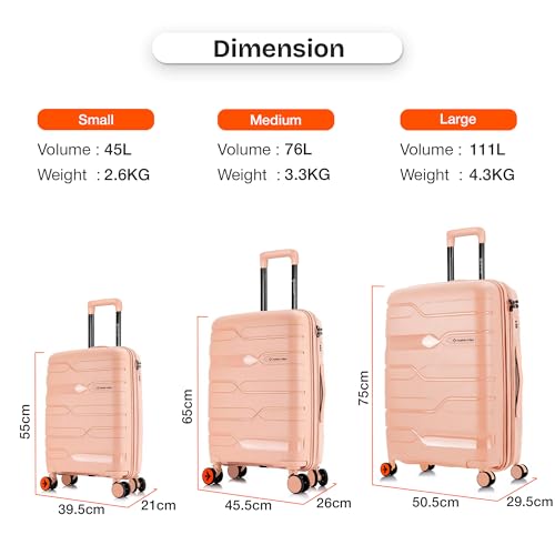 Image of Nasher Miles Paris Hard-Sided Polypropylene Check-in Luggage 28 inch | 75cm | 8 Wheels Large Trolley Bag for Travel | Suitcase (Peach)