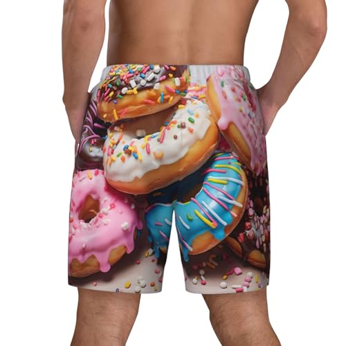 Donuts Men's Soft Double Swim Shorts, Lounge Swiming Shorts Pants Breathable Summer4