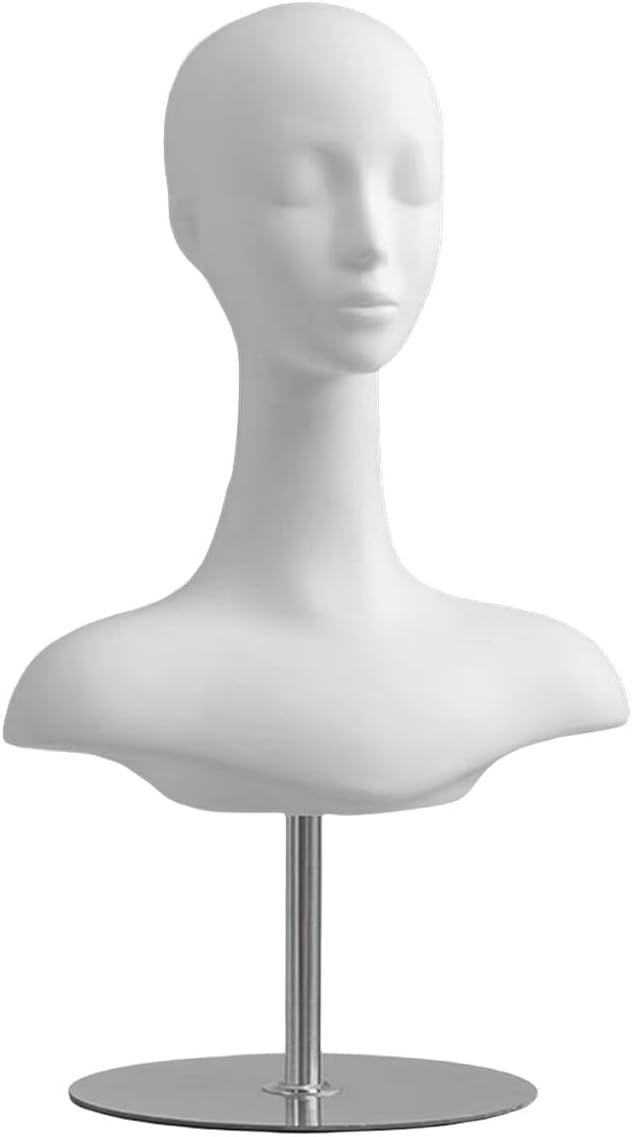 GROUNDSマネキンヘッド 帽子 かつら メガネ ディスプレイ ウィッグ マネキン 白いプラスチック製 女性のマネキン ヘッド ウ