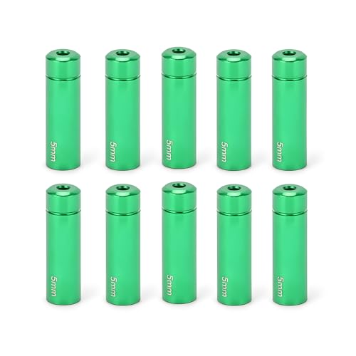 Bike Brake Cable End Caps, 10Pcs Aluminum Alloy 5mm Cable Crimps Ferrules for Mountain Road Bicycle Brake Line Protection, Green