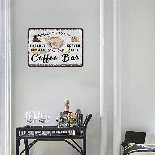 V Vibepy All Over Printed Personalized Coffee Bar Metal Sign, Coffee Metal Sign, Coffee Bar, Coffee Bar Decor 12X16" Metal Sign, Coffee Bar Sign, Coffee Sign, Bar Decor, Welcome Sign (001) #TOP3
