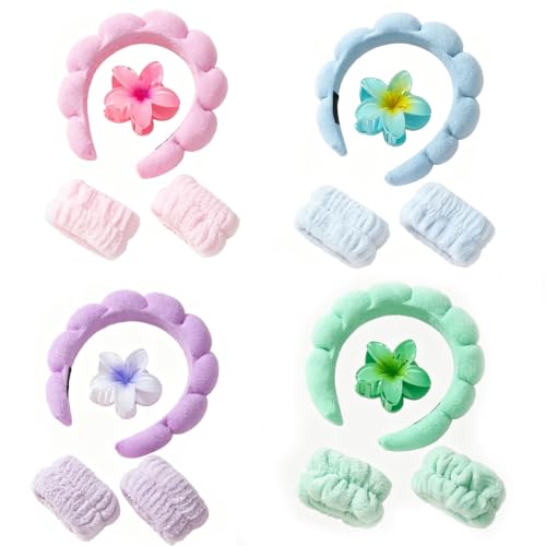 7 Sets Spa Headband, Puffy Makeup Headbad, 7 Colors image 2