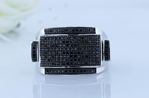 Dazzlingrock Collection 0.45 Carat (ctw) Round Black Diamond Men's Flashy Hip Hop Pinky Ring 1/2 CT, Sterling Silver4