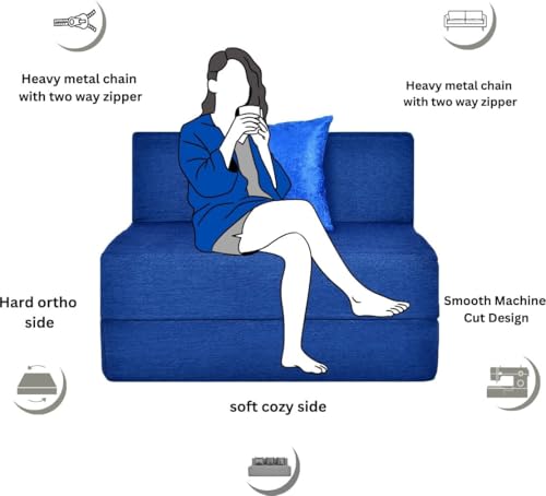 Image of Convertible Sofa Chair Bed, 3-in-1 Sleeper Chair with Foldable Design, Modern Upholstered Lounge Accent Chair, Space Saving Single Sofa Bed for Living Room, Bedroom & Small Spaces (Blue (FA094))