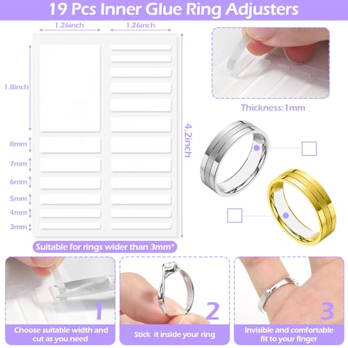 38 pcs ring sizer adjuster for loose rings with ring size measuring tool plug-in invisible ring guards silicone tightener eva foam ring size adjuster set with polishing cloth