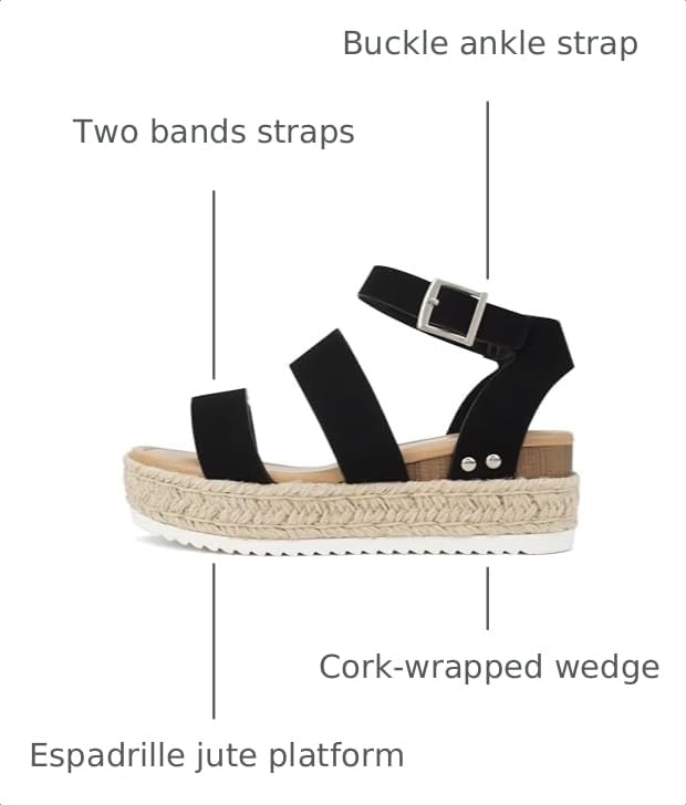 Image of Soda Bryce Espadrille Wedge Sandal with Open Toe Buckle and Ankle Strap