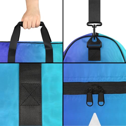 Custom Sports Duffel Bag with Shoe Compartment Personalized Name Dance Gym Bag for Women Overnight Weekender Travel Duffel Bags, Multi Blue4