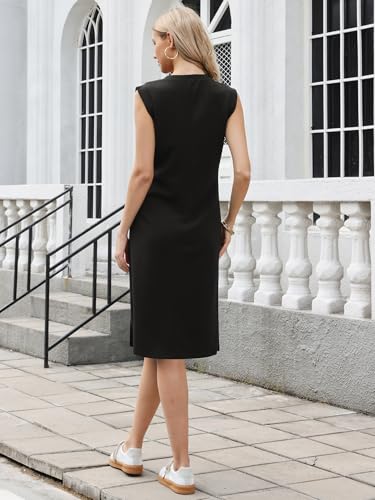Robe midi d'été col rond coupe trapèze style décontracté chic - 2
