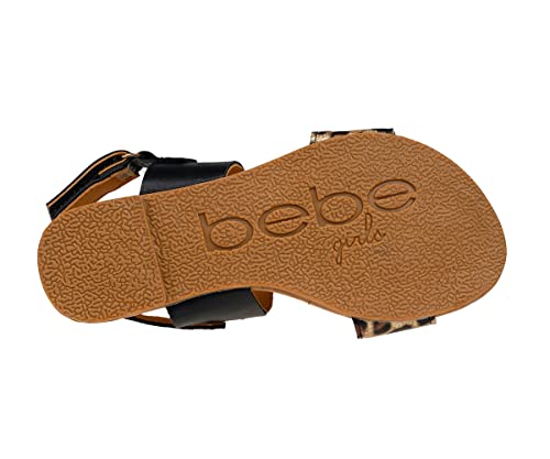 Image of bebe Girl's Sparkly and Strappy Glitter Leatherette Flat Sandals with Adjustable Strap (Toddler /Little Kid)