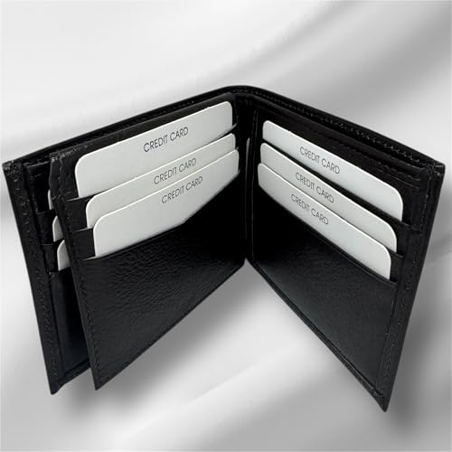 Wallet Leather with 1 ID Window for Men, Bifold Top Flip, Travel Wallet with Extra Capacity for 9 Credit Cards4