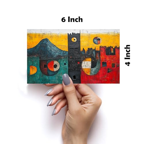 Image of SiddArtify Abstract Landscape Wall Art Poster Print Set - Modern Geometric Decor for Living Room Bedroom Office - Set of 2-4x6 Inch - Board (Pack of 6) - Sticker (Pack of 6)