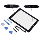 HDE Replacement for iPad 4 Front Glass Digitizer -Touch Screen + Screwdriver Pry Tool Kit + with Home Button (A1458, A1459, A1460) - Black