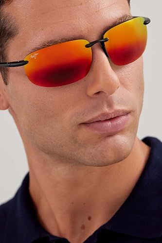 Maui Jim Hookipa XLarge Oval Sunglasses, Matte Black/Hawaii Lava Polarized, Extra Large3