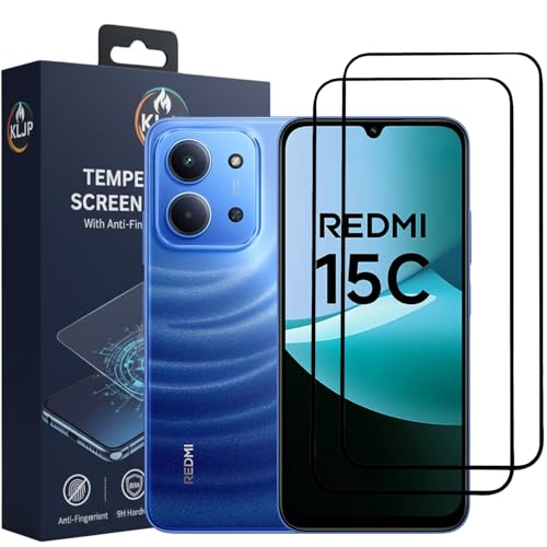Image of Gorilla Tempered Glass For Redmi 15C With Installation Kit | Edge to Edge Coverage | Black (Pack Of 2)