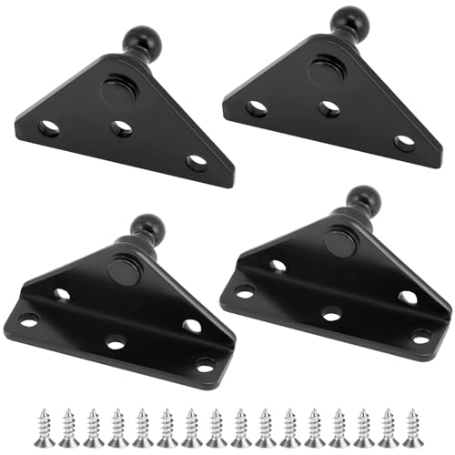 QWORK Steel & Zinc Plated Gas Spring Mounting Brackets, Pack of 4, Corrosion-Resistant, Black, Easy Installation, Compatible with 10MM Socket