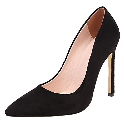 Caradise Womens Faux Suede Pointed Toe Stiletto High Heels Pumps Slip On Office Dress Shoes