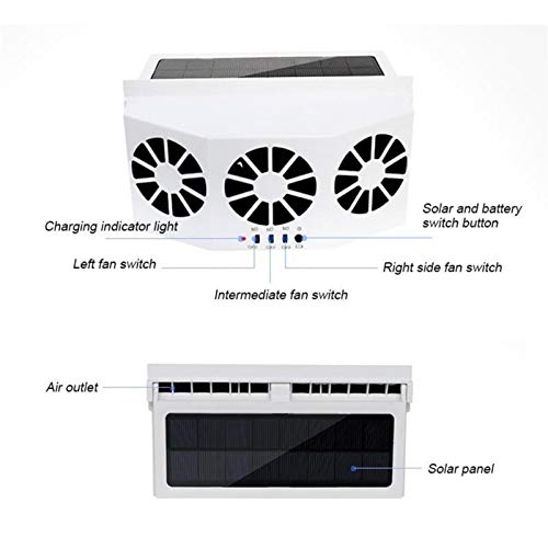 blue--net Solar Powered Car Window Windshield Auto Air Vent Fan Cooling Fan Ventilation Fan, Auto Ventilator System Exhaust Fan Vehicle Radiator Vent