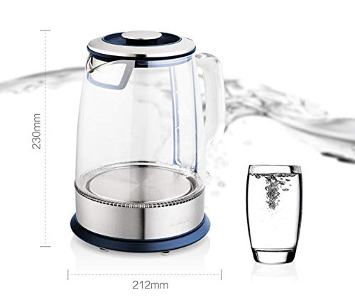 Tetera eléctrica de vidrio 1.5L con base y tapa de acero miniatura 6