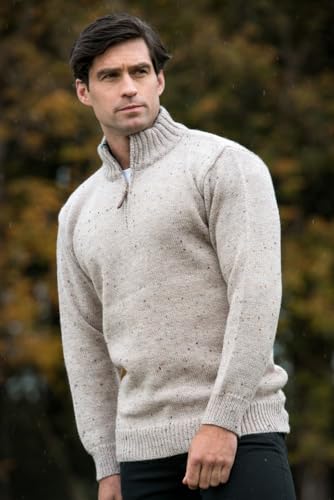 Aran Crafts 1/4 Zip Plain Sweater 100% Wool, Made in Ireland3