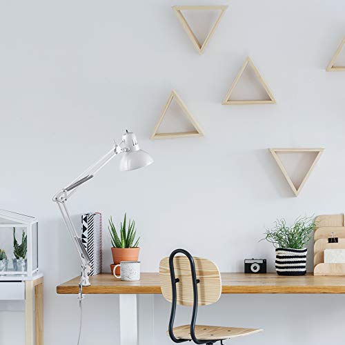 Globe Electric 52847 31.5" Swing Arm Clamp-On Lamp, Glossy White, Nickel Accents, On/Off Rotary Switch, Home Office Accessories, Desk Lamps For Home Office, Home Improvement, Reading Lamp #TOP2