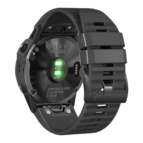 Watch Band for Garmin Fenix 6/Fenix 7/Fenix 8 (47mm)/Fenix 5/Fenix E (47MM) 22mm Silicone Watch Bands Quick Fit Strap for Garmin Smartwatch (Black)