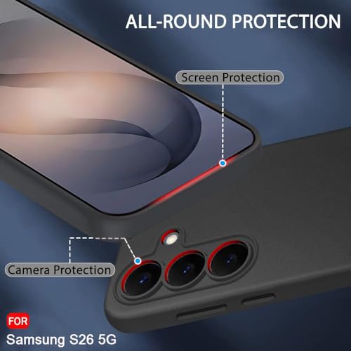 Image of TheGiftKart Sleek Back Cover Case for Samsung Galaxy S26 5G | Slim Fit Protective Design | Ultra Matte Finish | Camera Protection Bump | Soft Silicon Back Cover for Samsung S26 5G (Silicone, Black)