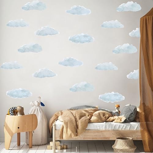Vinilo decorativo nube azul removible para pared miniatura 4