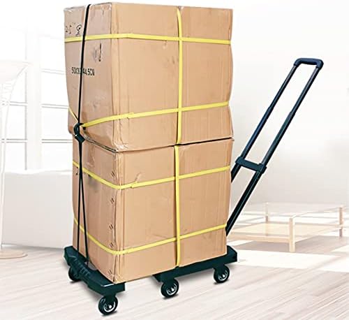 Heavy Duty Folding Push Cart Trolley - 330lbs Capacity, 6 Wheels for Home, Office & Travel - Adjustable Handle, Ideal for Moving Luggage & Cargo