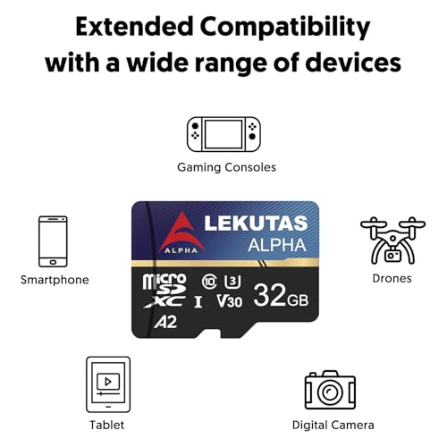 Image of 32GB Micro SD Card, microSDXC TF Card UHS-I Flash Memory Cards | High Read Speed 80MB /s, Class 10 C10, U3, A2, V30, for 4K Full HD & 4K UHD Video Recording